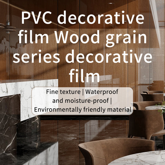 Environmentally friendly and odorless PVC wood grain decorative film with natural wood texture replicated, available in multiple colors, seamless, and customizable according to needs